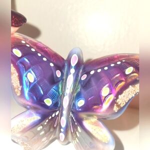 FENTON NWOT Vintage Signed Iridescent Butterfly figurine